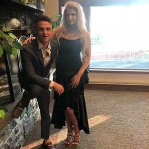 Black satin formal gown